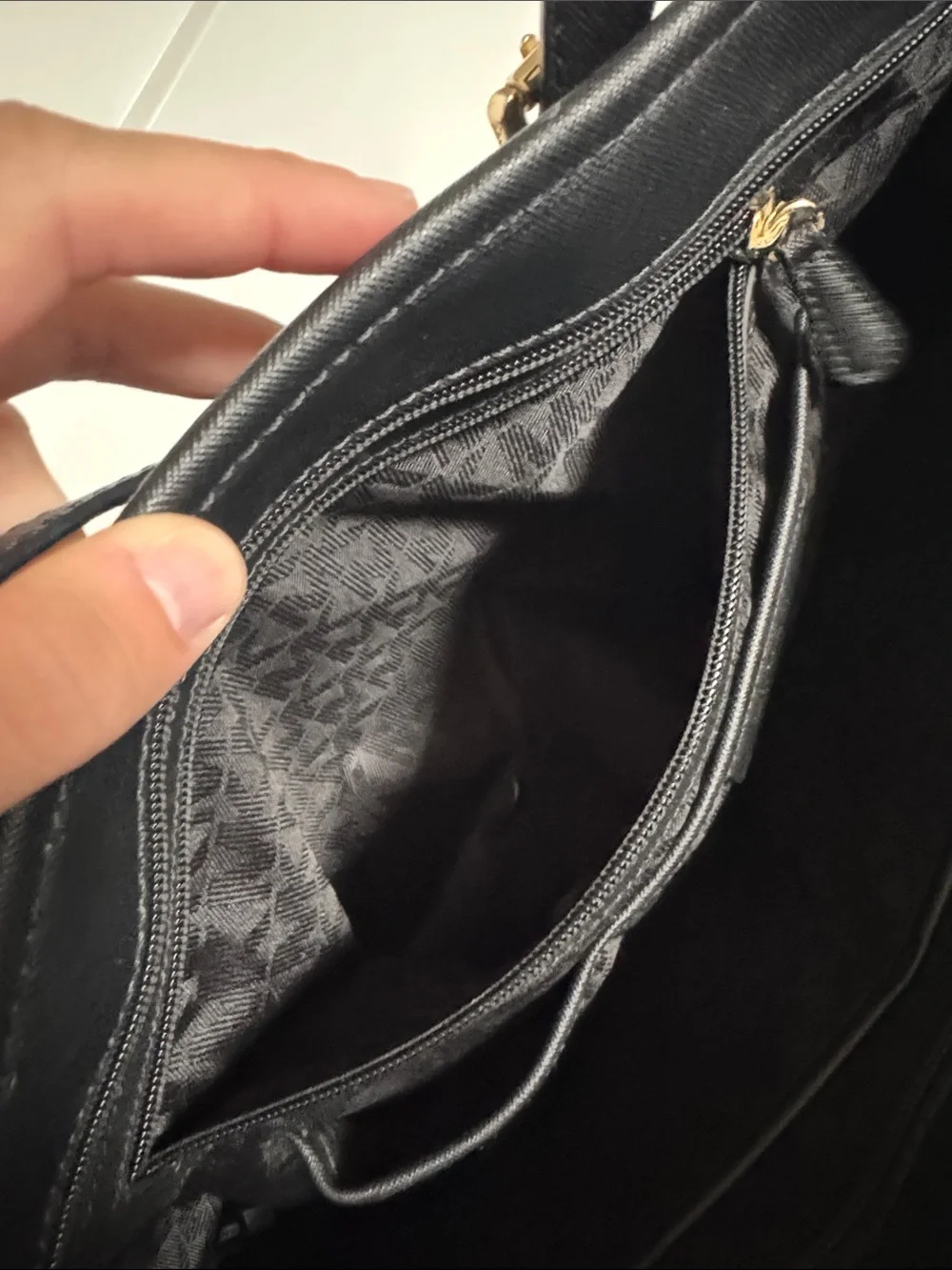 Michael Kors Black Leather Tote with Gold Logo Charm